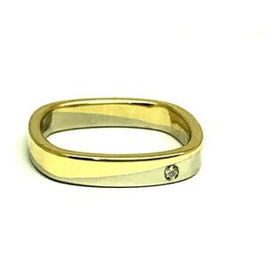 Wempe Women's Wedding Band Diamond 14k Gold Two Tone Ring 3.3mm Wide Size 5